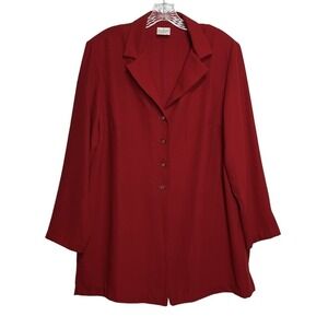 Studio C Classic Collection Red Button Front Thin Blazer Top Women Size 16n